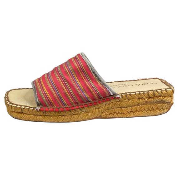 Vintage 90's Andre Assous Red Striped Women's Espadrille Sandals Size US 6 - Picture 3 of 11